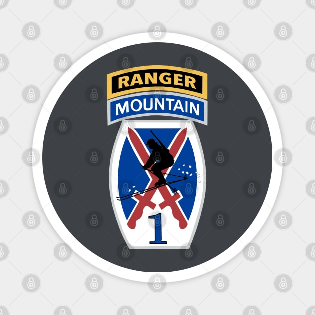 10th Mountain Division 1st Brigade Ranger Magnet by Trent Tides